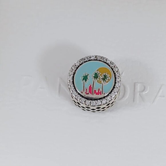 Pandora Miami Beach Travel Bead Charm Bracelet Pendant S925 Silver with box - Picture 7 of 7